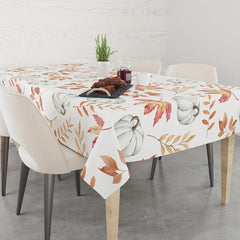 Autumn Table Cloth Waterproof Fall Pumpkin Orange Maple Leaf Decoration