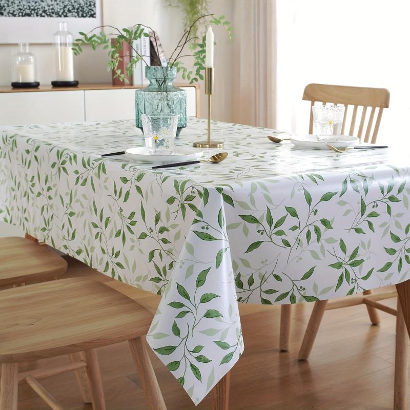 Waterproof Leaf PVC Tablecloth for Living Room Coffee Table Dust proof Decorativ