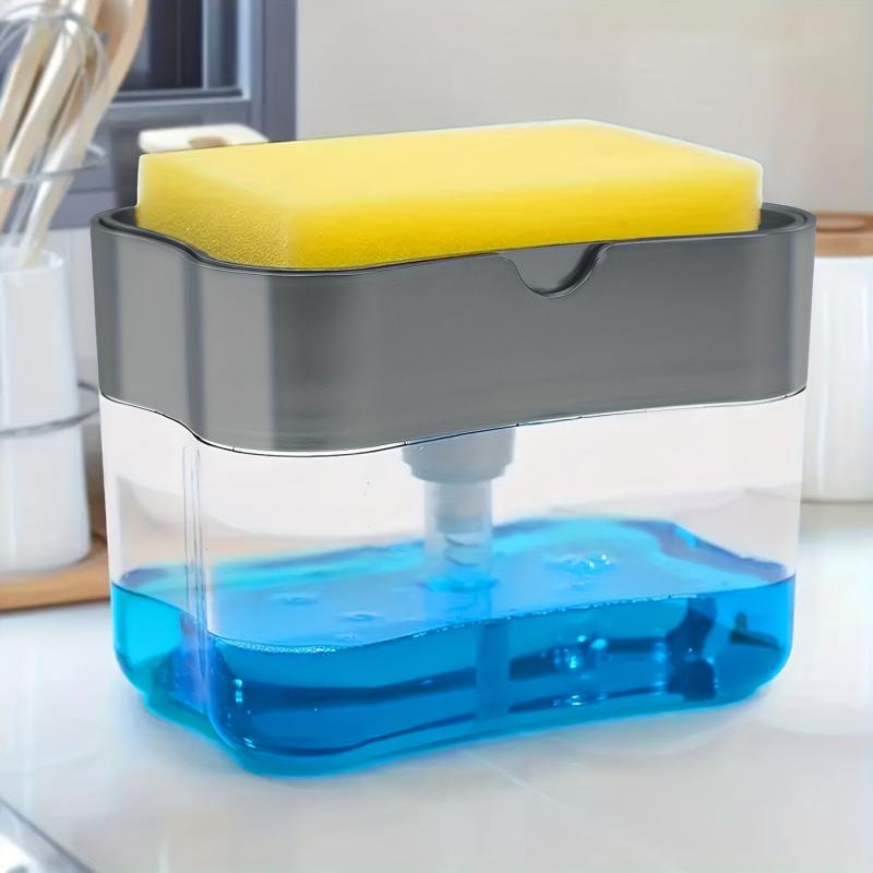 Kitchen Sink Soap Dispenser & Sponge Holder Silver Finish
