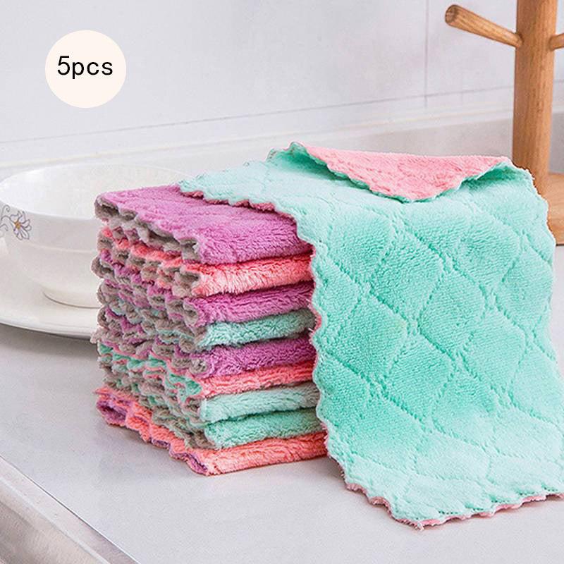 10pcs Microfiber Dish Cloths Absorbent Daily Cleaning Rags Kitchen Supplies