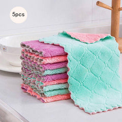 10pcs Microfiber Dish Cloths Absorbent Daily Cleaning Rags Kitchen Supplies