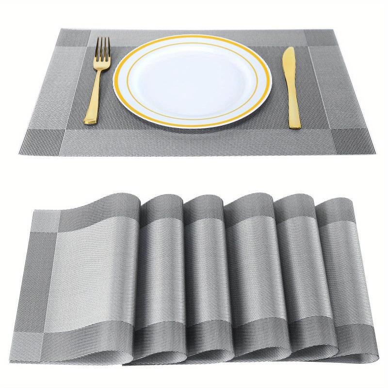 6pcs Rectangle PVC Placemats Heat Insulation Dining Table Mats