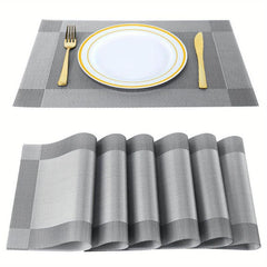 6pcs Rectangle PVC Placemats Heat Insulation Dining Table Mats