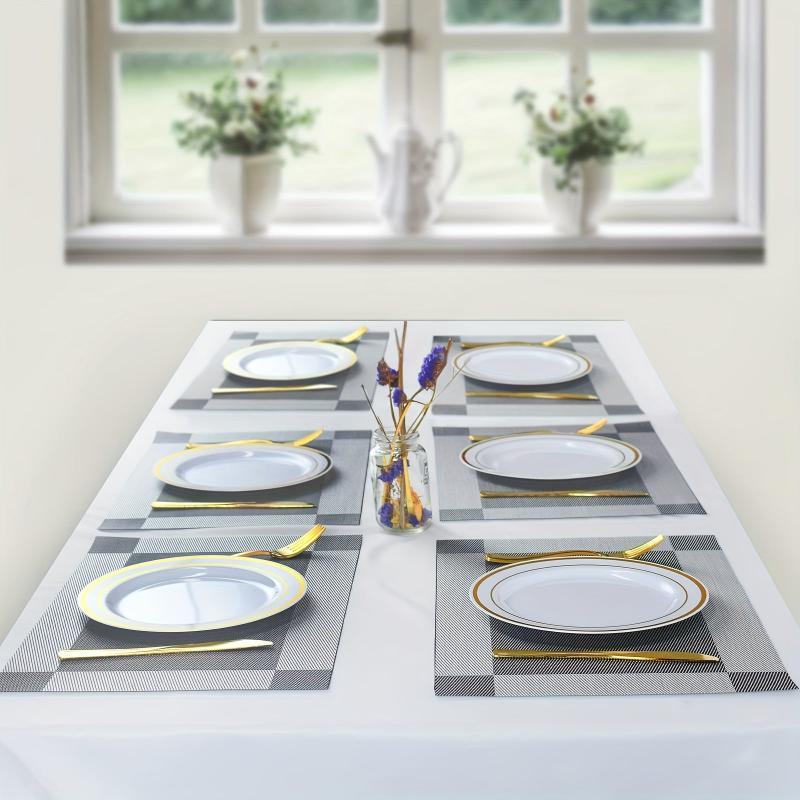6pcs Rectangle PVC Placemats Heat Insulation Dining Table Mats
