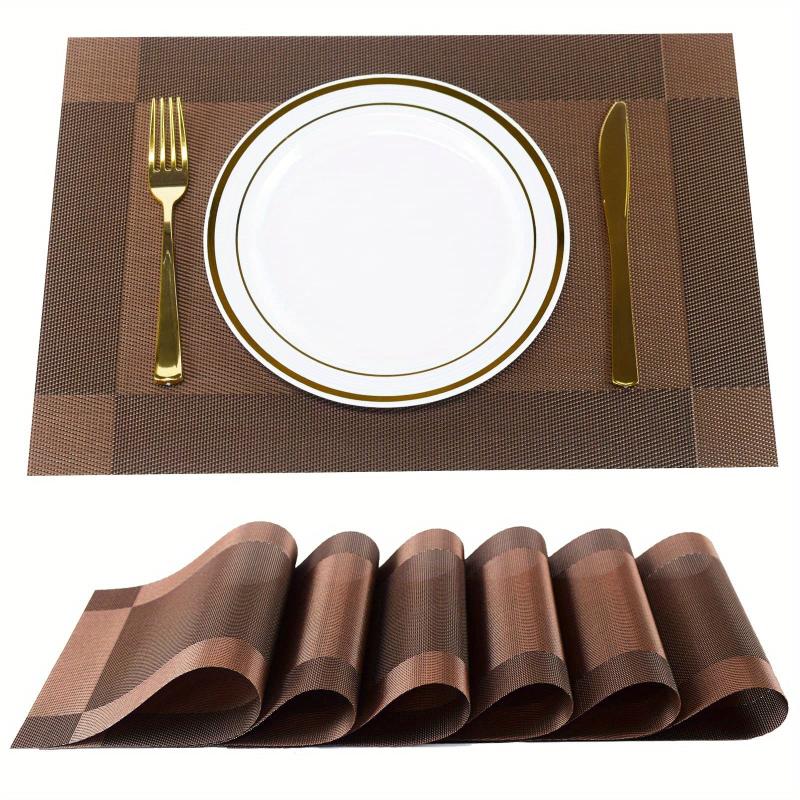6pcs Rectangle PVC Placemats Heat Insulation Dining Table Mats