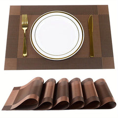 6pcs Rectangle PVC Placemats Heat Insulation Dining Table Mats