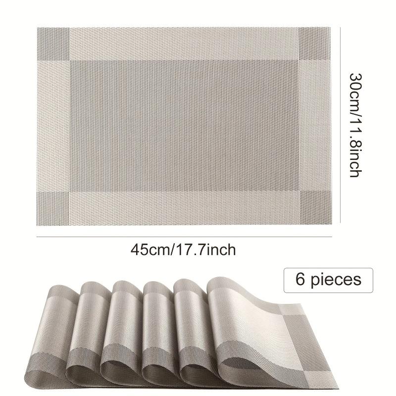 6pcs Rectangle PVC Placemats Heat Insulation Dining Table Mats