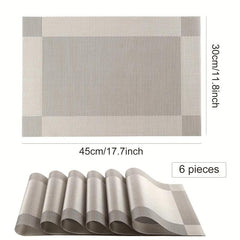 6pcs Rectangle PVC Placemats Heat Insulation Dining Table Mats