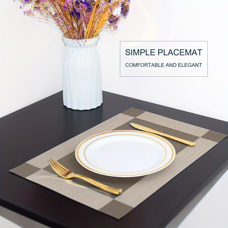 6pcs Rectangle PVC Placemats Heat Insulation Dining Table Mats