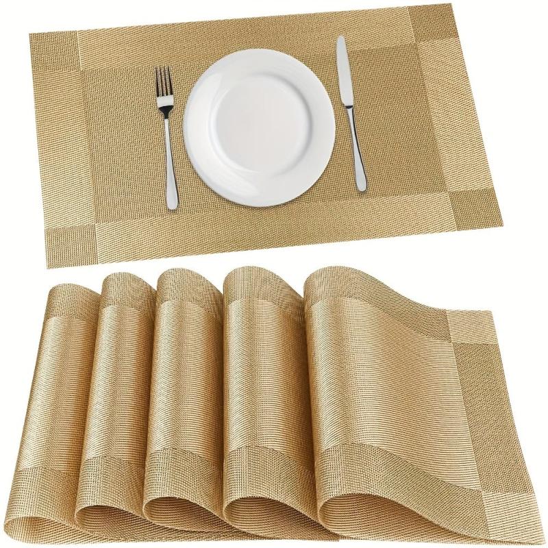 6pcs Rectangle PVC Placemats Heat Insulation Dining Table Mats