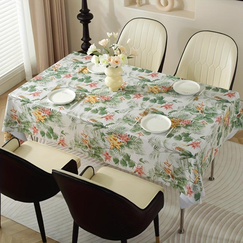 Floral Pattern PVC Table Cloth Waterproof Rectangle Table Cover