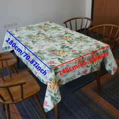 Floral Pattern PVC Table Cloth Waterproof Rectangle Table Cover
