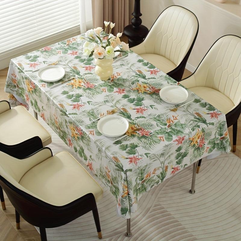 Floral Pattern PVC Table Cloth Waterproof Rectangle Table Cover