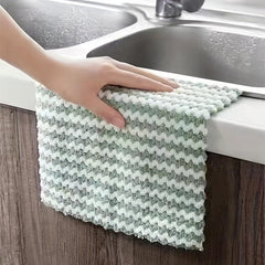 3pcs Microfiber Striped Dish Cloths Coral Velvet Double sided Towels