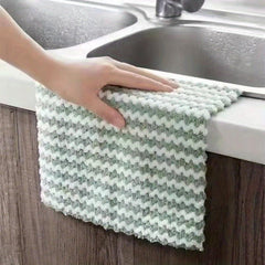 3pcs Microfiber Striped Dish Cloths Coral Velvet Double sided Towels