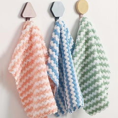 3pcs Microfiber Striped Dish Cloths Coral Velvet Double sided Towels