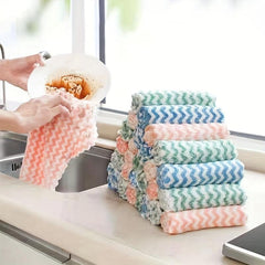 3pcs Microfiber Striped Dish Cloths Coral Velvet Double sided Towels