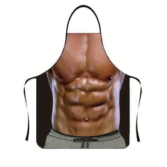 Funny Muscle Man Apron Waterproof Cooking Bib for Kitchen