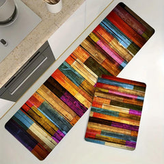 Colorful Kitchen Rug Flannel Absorbent Non Slip Floor Mat