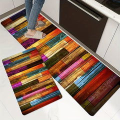 Colorful Kitchen Rug Flannel Absorbent Non Slip Floor Mat