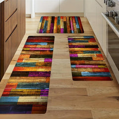 Colorful Kitchen Rug Flannel Absorbent Non Slip Floor Mat