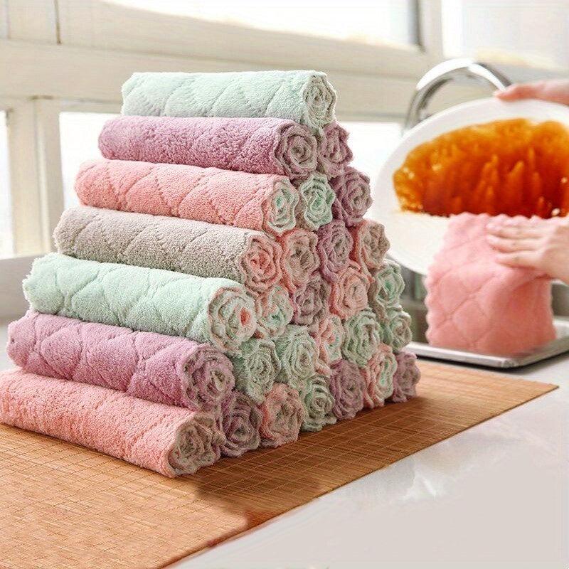12pcs Microfiber Dish Cloths Soft Absorbent Towels Stain Removal