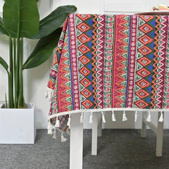 Bohemian Style Tassel Lace Tablecloth Waterproof Table Cover