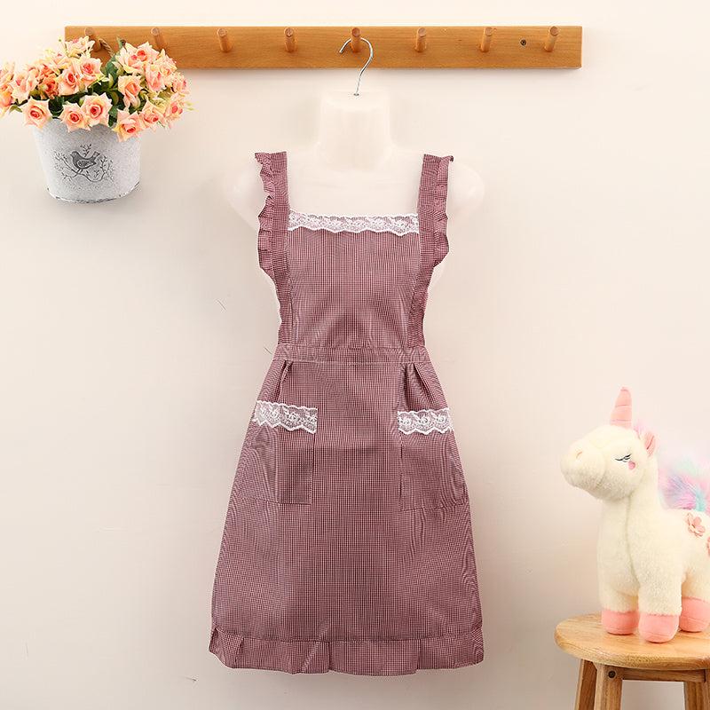 Stain Resistant Gingham Lace Panel Apron