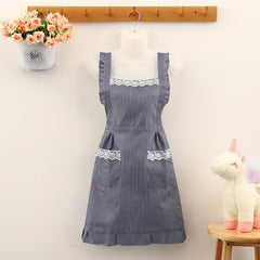 Stain Resistant Gingham Lace Panel Apron