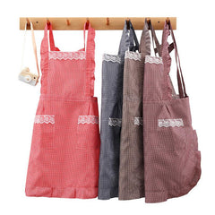 Stain Resistant Gingham Lace Panel Apron