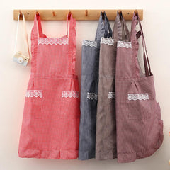 Stain Resistant Gingham Lace Panel Apron