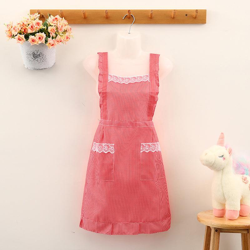 Stain Resistant Gingham Lace Panel Apron