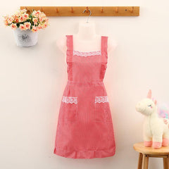 Stain Resistant Gingham Lace Panel Apron