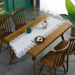 Polyester Embroidery Lace Table Runner for Wedding Holiday Decor