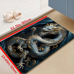 Dragon Printed Kitchen Rug Anti-fouling Washable Carpet
