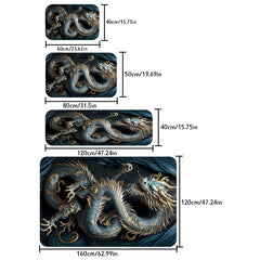 Dragon Printed Kitchen Rug Anti-fouling Washable Carpet