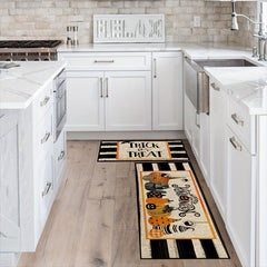 2pcs Pumpkin Bat Kitchen Mat Happy Halloween Mat Upholstered Anti Fatigue Kitche