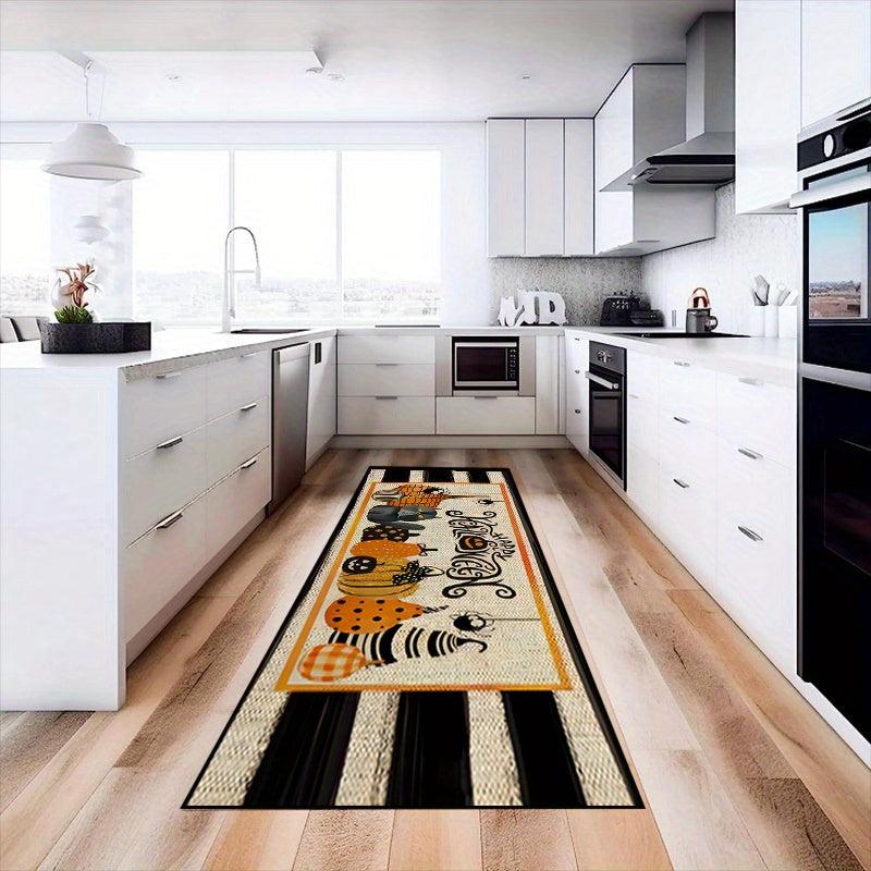 2pcs Pumpkin Bat Kitchen Mat Happy Halloween Mat Upholstered Anti Fatigue Kitche