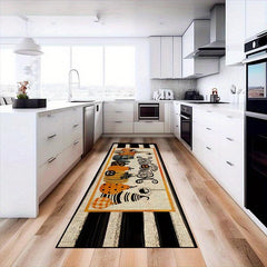 2pcs Pumpkin Bat Kitchen Mat Happy Halloween Mat Upholstered Anti Fatigue Kitche