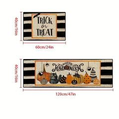 2pcs Pumpkin Bat Kitchen Mat Happy Halloween Mat Upholstered Anti Fatigue Kitche