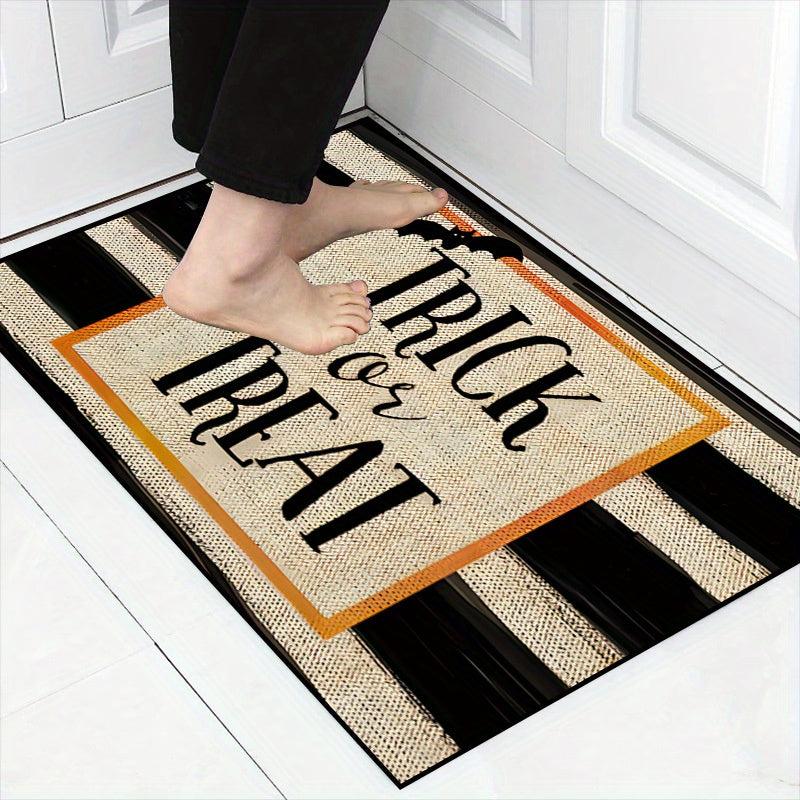 2pcs Pumpkin Bat Kitchen Mat Happy Halloween Mat Upholstered Anti Fatigue Kitche