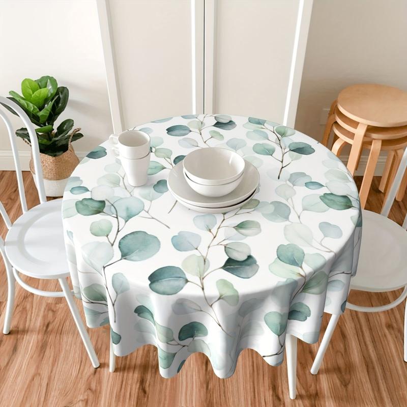 Waterproof Lemon Tablecloth Stain Resistant Boho Floral Leaves Table Cover
