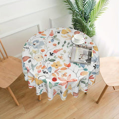 Waterproof Lemon Tablecloth Stain Resistant Boho Floral Leaves Table Cover