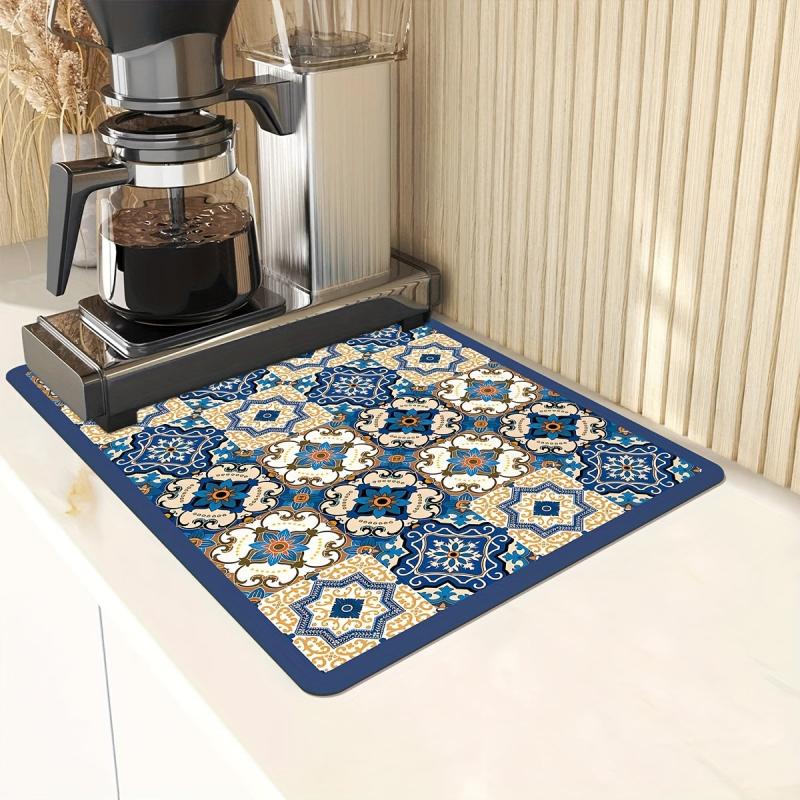 Colorful Geometric Pattern Dish Drying Mat