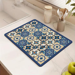 Colorful Geometric Pattern Dish Drying Mat