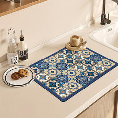 Colorful Geometric Pattern Dish Drying Mat