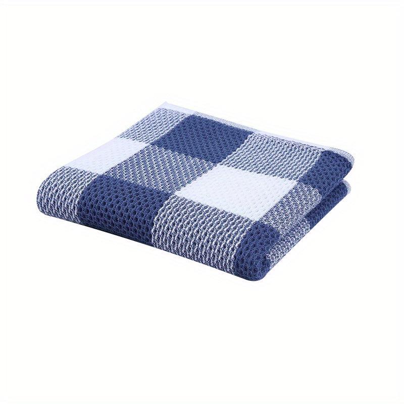 4pcs Waffle Weave Check Plaid Dish Cloths Soft Absorbent Towels Quick Drying