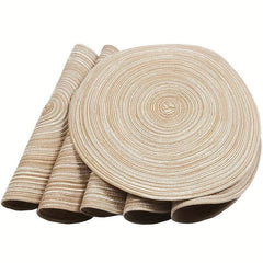 Set Of 6 Round Woven Placemats Waterproof Heat Insulation Pad