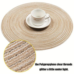 Set Of 6 Round Woven Placemats Waterproof Heat Insulation Pad