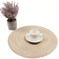 Set Of 6 Round Woven Placemats Waterproof Heat Insulation Pad